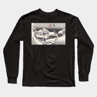 A Snowy Station of the Tōkaidō by Utagawa Hiroshige Long Sleeve T-Shirt